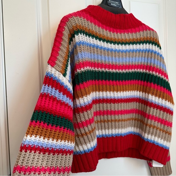 Weekend MaxMara Label-cut Multicolor Strips Wool Sweater Size:MediumUS4/6 Spring - Picture 9 of 16